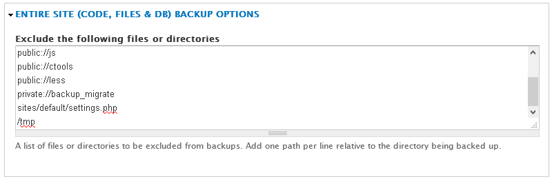 Backup and Migrate - Advanced Backup: Entire Site (code, files & DB) Backup Options